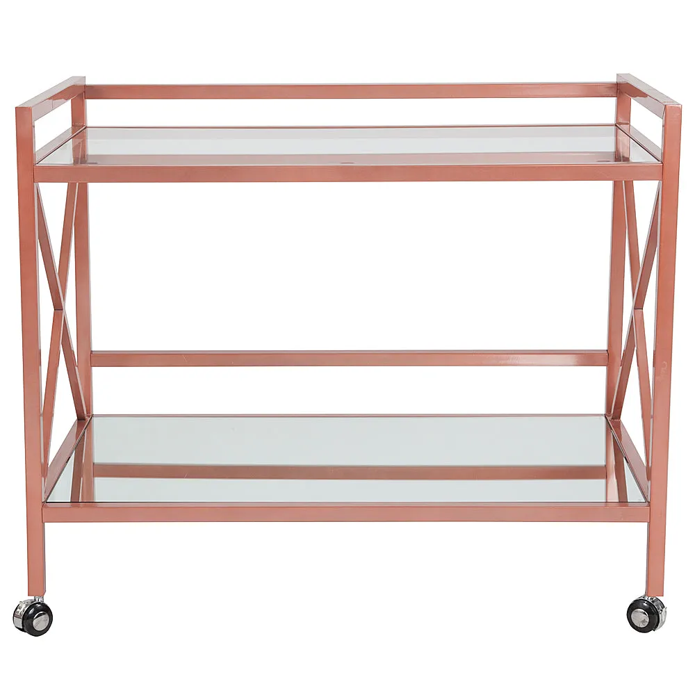 Alamont Home - Glenwood Park Kitchen Serving Cart - Clear/Rose Gold