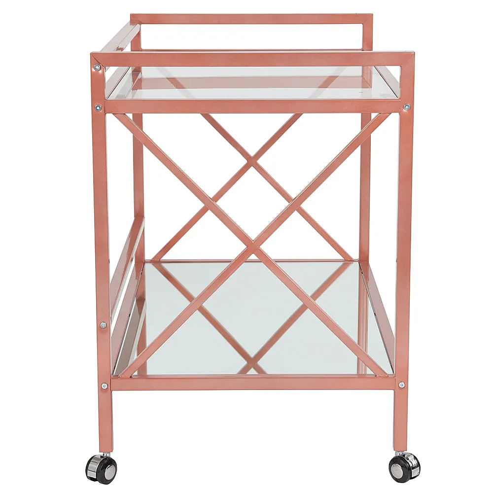 Alamont Home - Glenwood Park Kitchen Serving Cart - Clear/Rose Gold