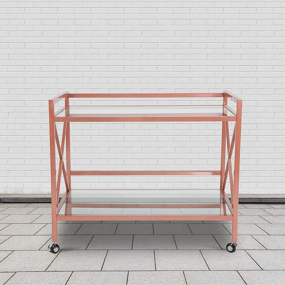 Alamont Home - Glenwood Park Kitchen Serving Cart - Clear/Rose Gold