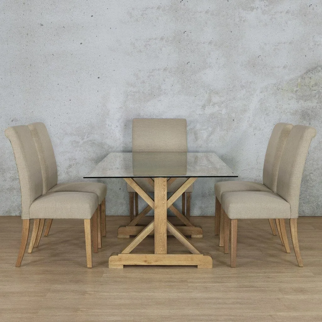 Berkeley Glass Top & Baron 6 Seater Dining Set