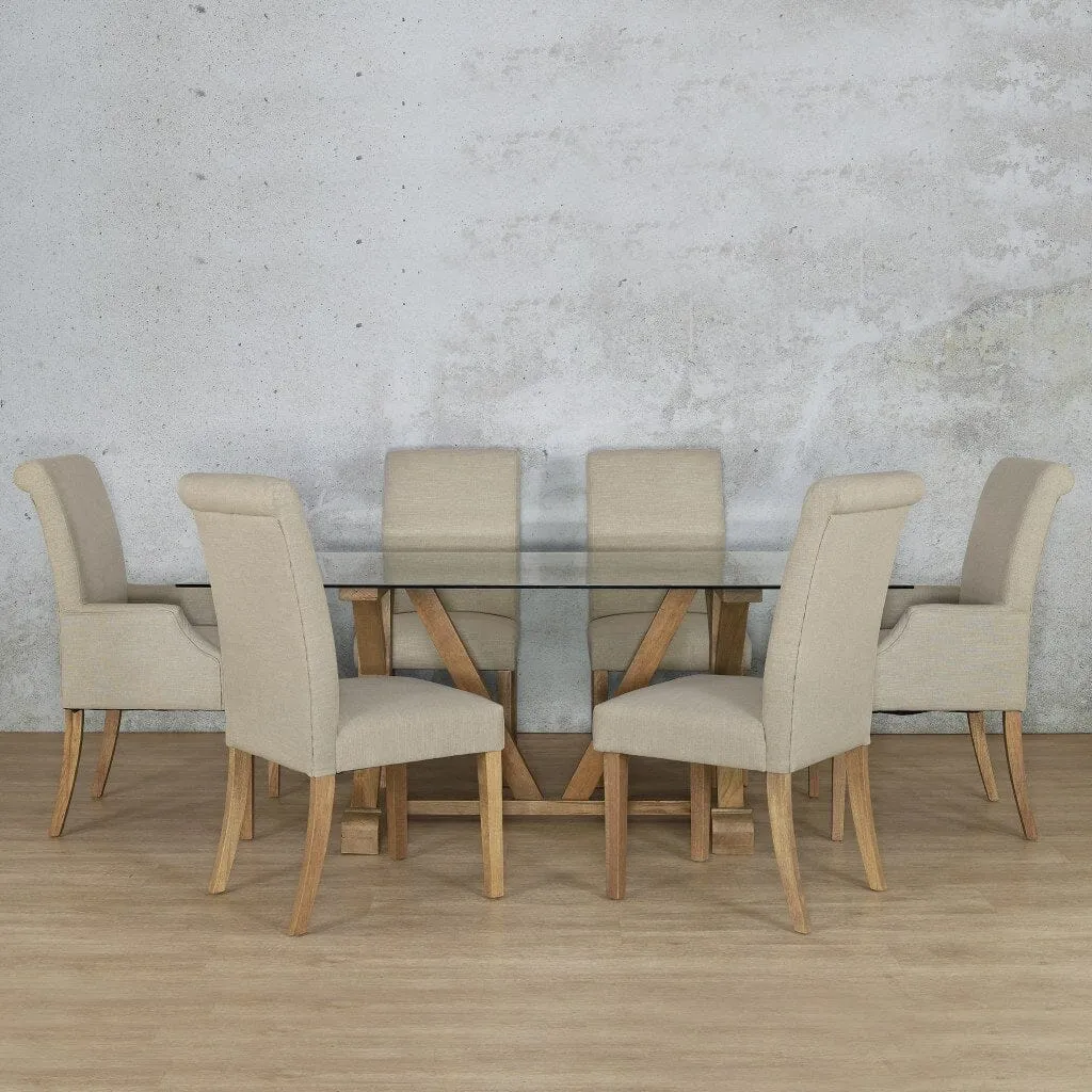 Berkeley Glass Top & Baron 6 Seater Dining Set