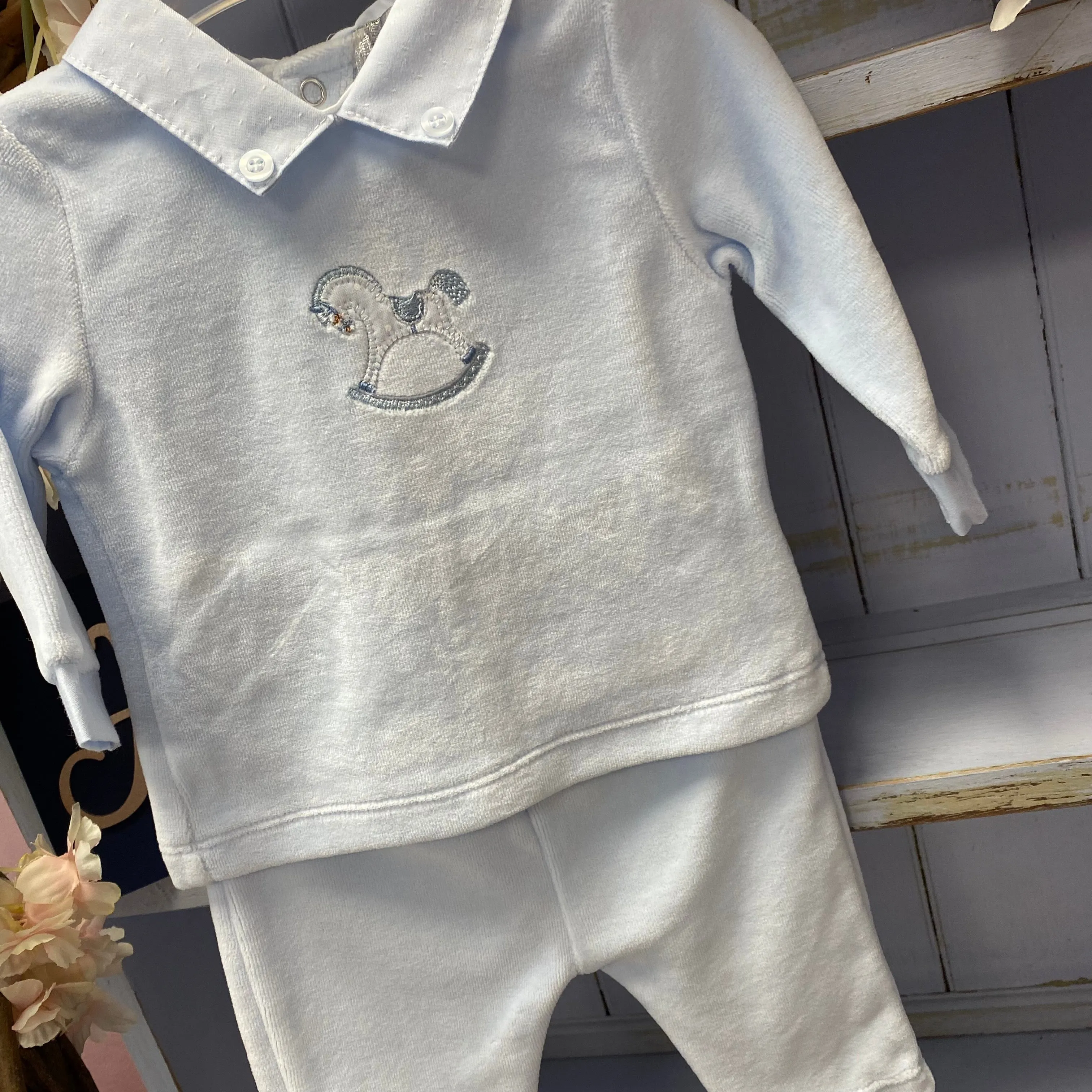Blues Baby Rocking Horse Velour 2Pc Set