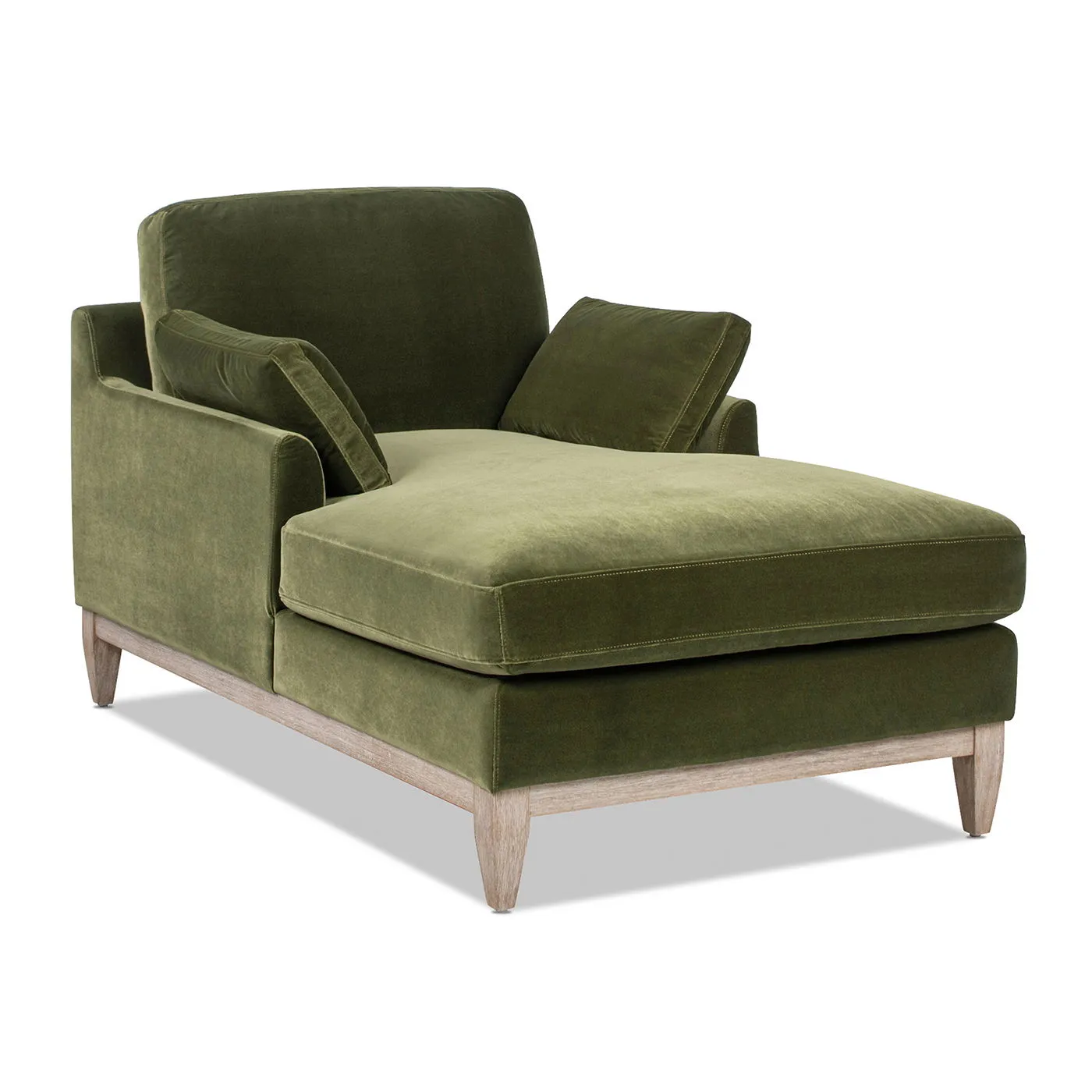 Couch.com Pasadena Modern Farmhouse Chaise Lounge Chair Olive Green, Durable Design, Easy to Clean, Fabric Construction, Dark Green Finish by Couch.com