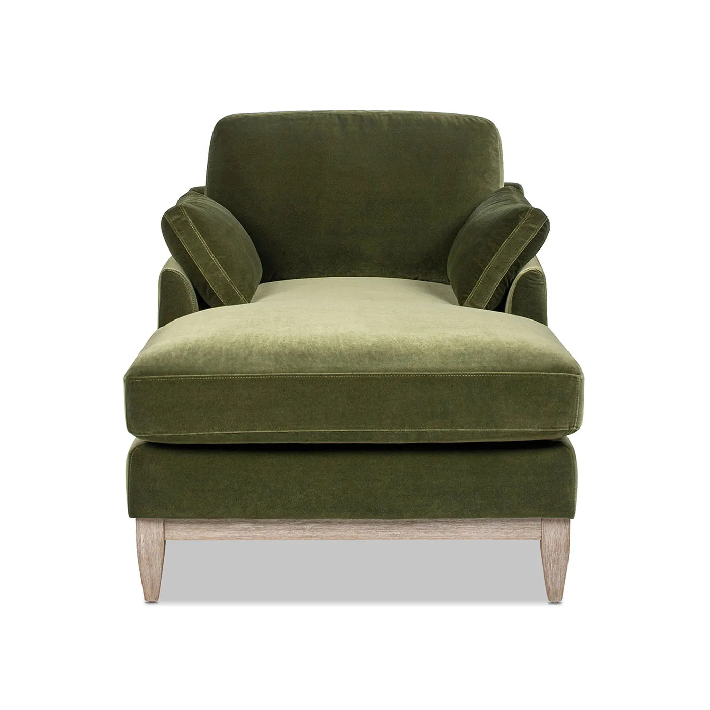 Couch.com Pasadena Modern Farmhouse Chaise Lounge Chair Olive Green, Durable Design, Easy to Clean, Fabric Construction, Dark Green Finish by Couch.com