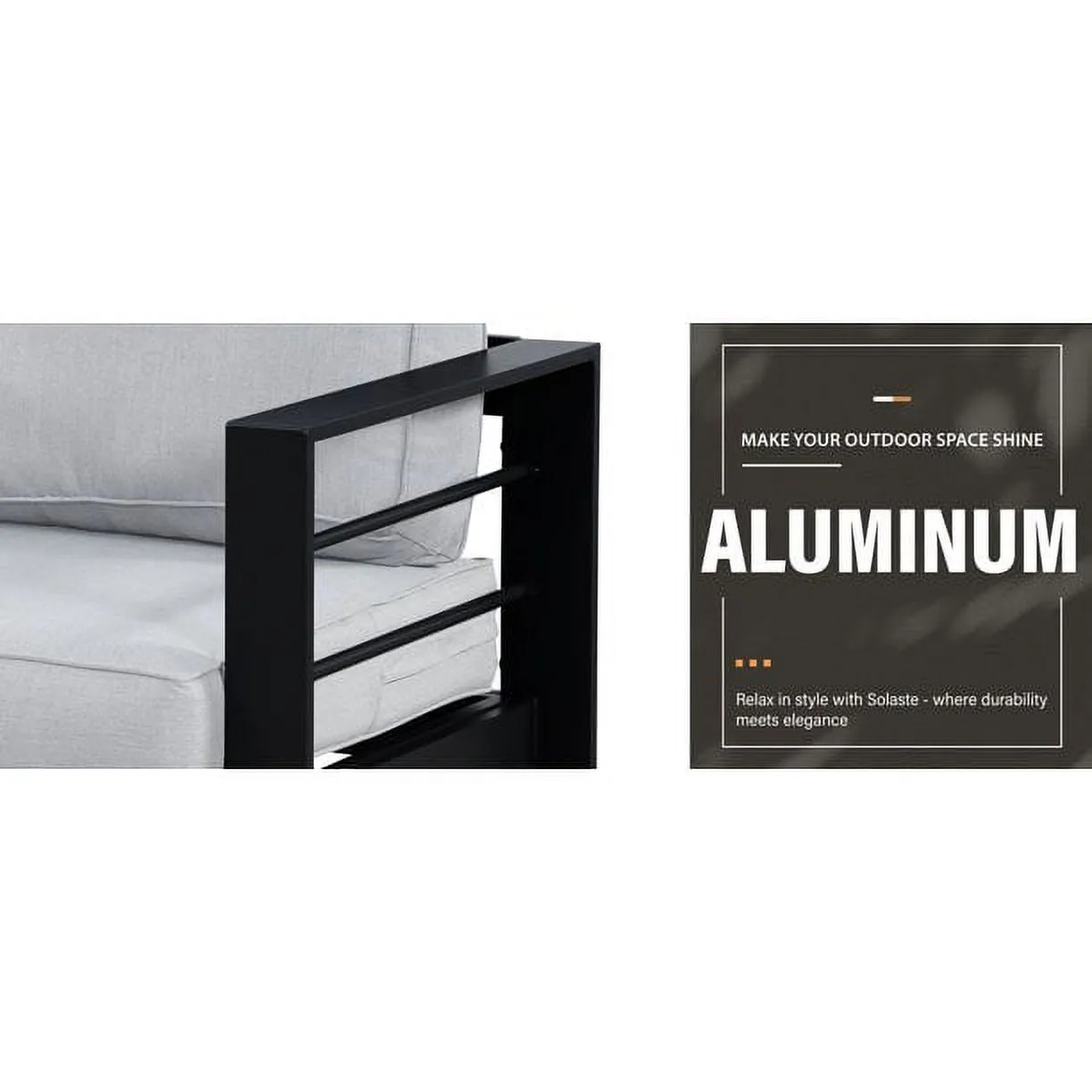 CozyHom 3 Seats Outdoor Patio Metal Sofa Aluminum Sofa Furniture Set, Outside Conversation Couch With Cushions, Gray