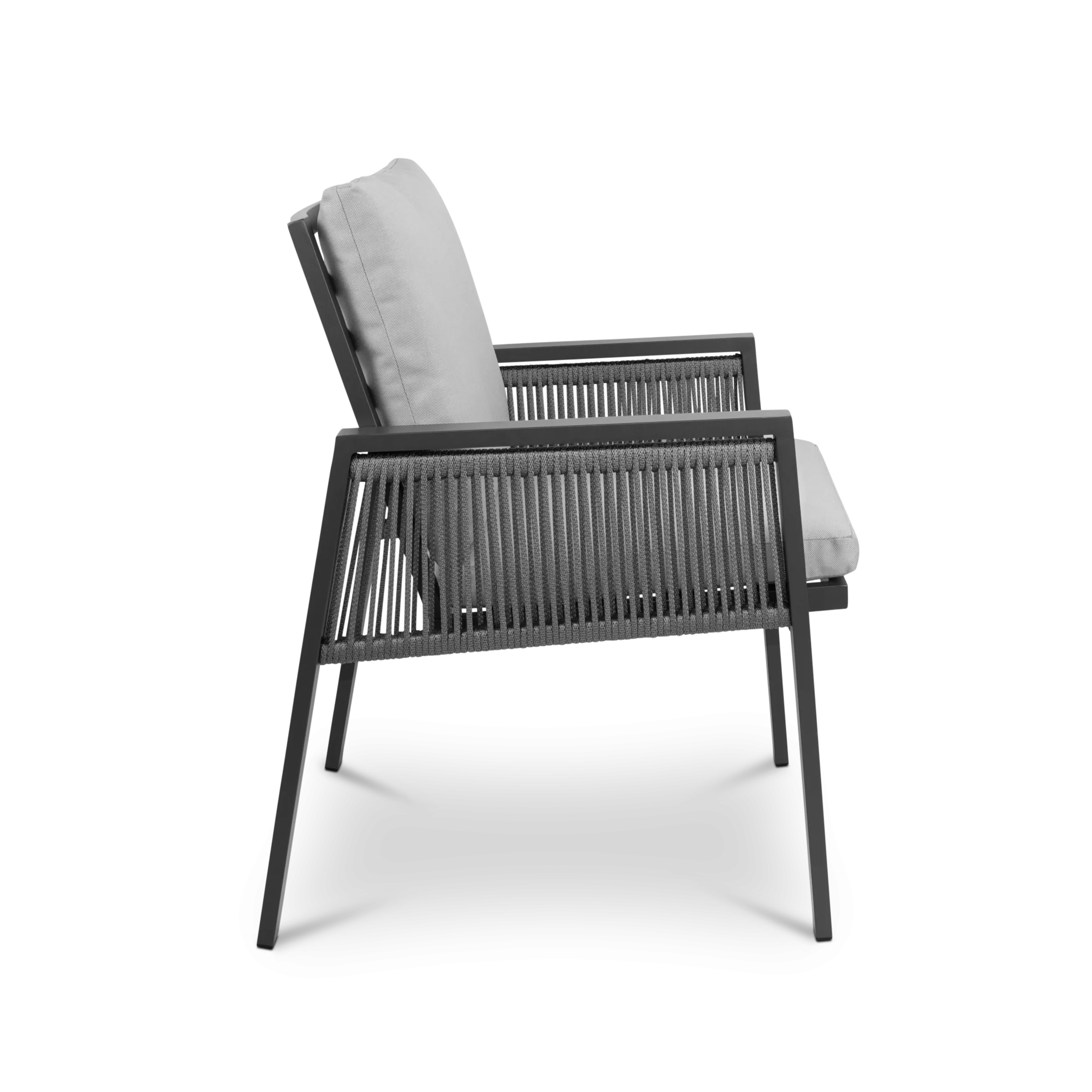 FLOOR STOCK - Mondello Dining Chair in Soft Grey Olefin and Graphite Aluminium Frame