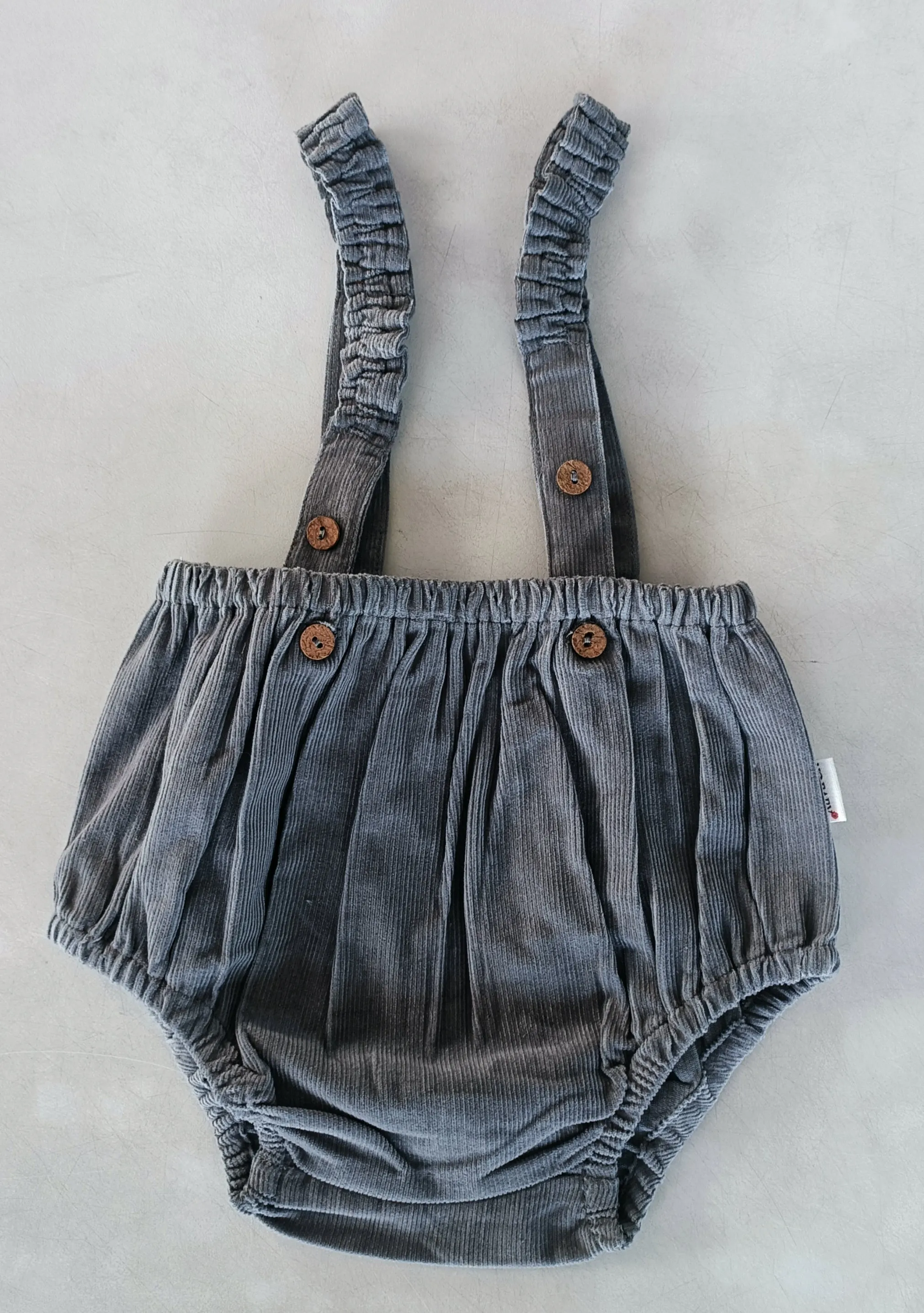 Grey Color Corduroy Suspenders Diaper Cover
