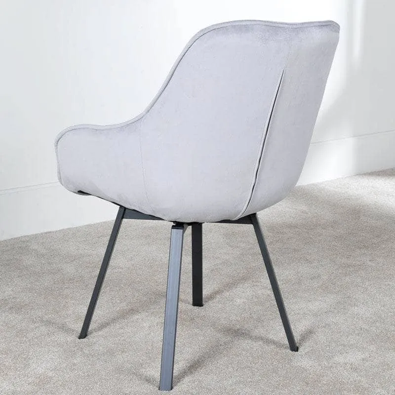 Herringbone Table & 6 Silver Montreal Chairs