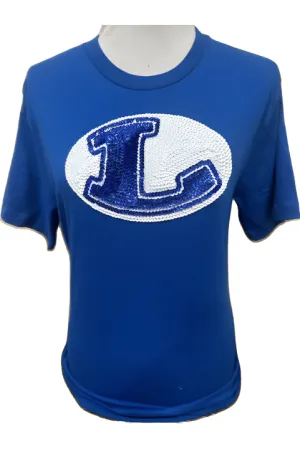 Lampasas School District Sequin Rocking L T-Shirt In Royal Blue