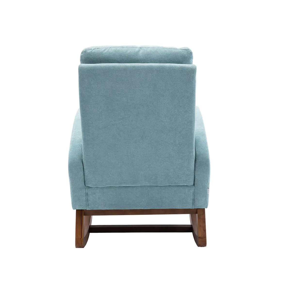 Mid Century Rocking Chair Glider Rocker Armchair Retro Upholstered Indoor Nursery Chair, Light Blue