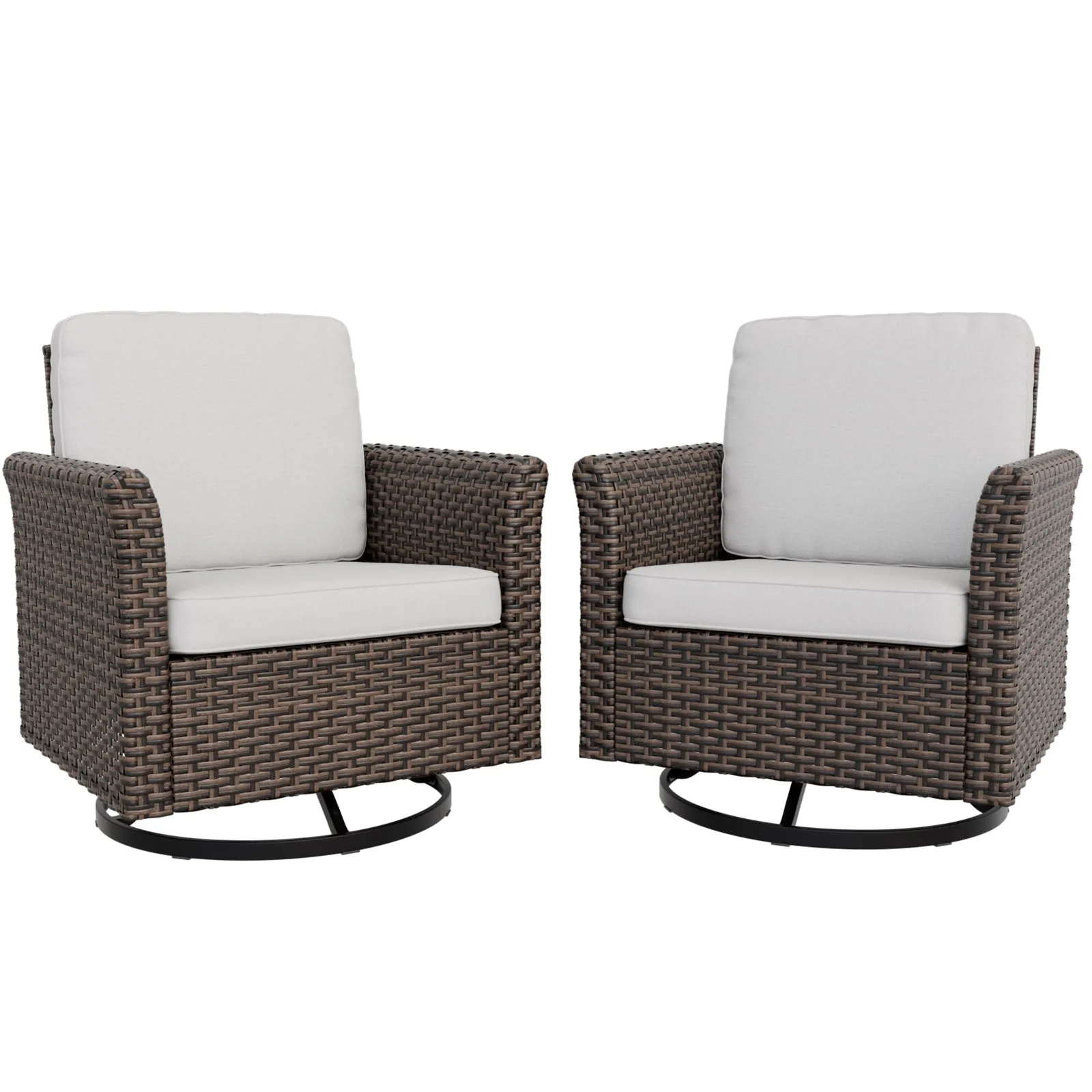 Ocean Vista Outdoor Wicker Patio Rattan Chairs , Set of 2 Swivel Rocking Chairs