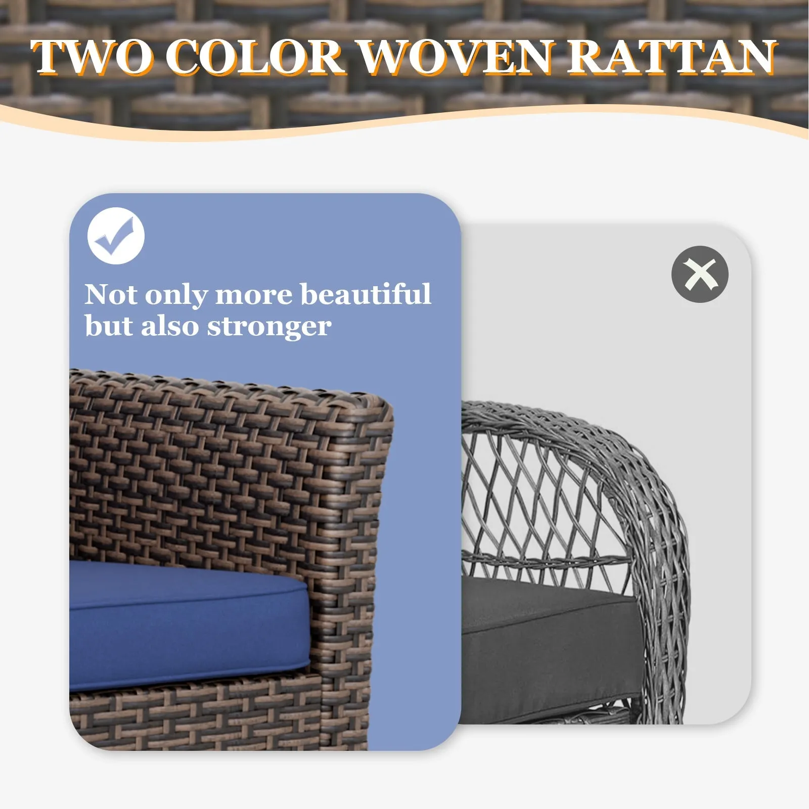 Ocean Vista Outdoor Wicker Patio Rattan Chairs , Set of 2 Swivel Rocking Chairs