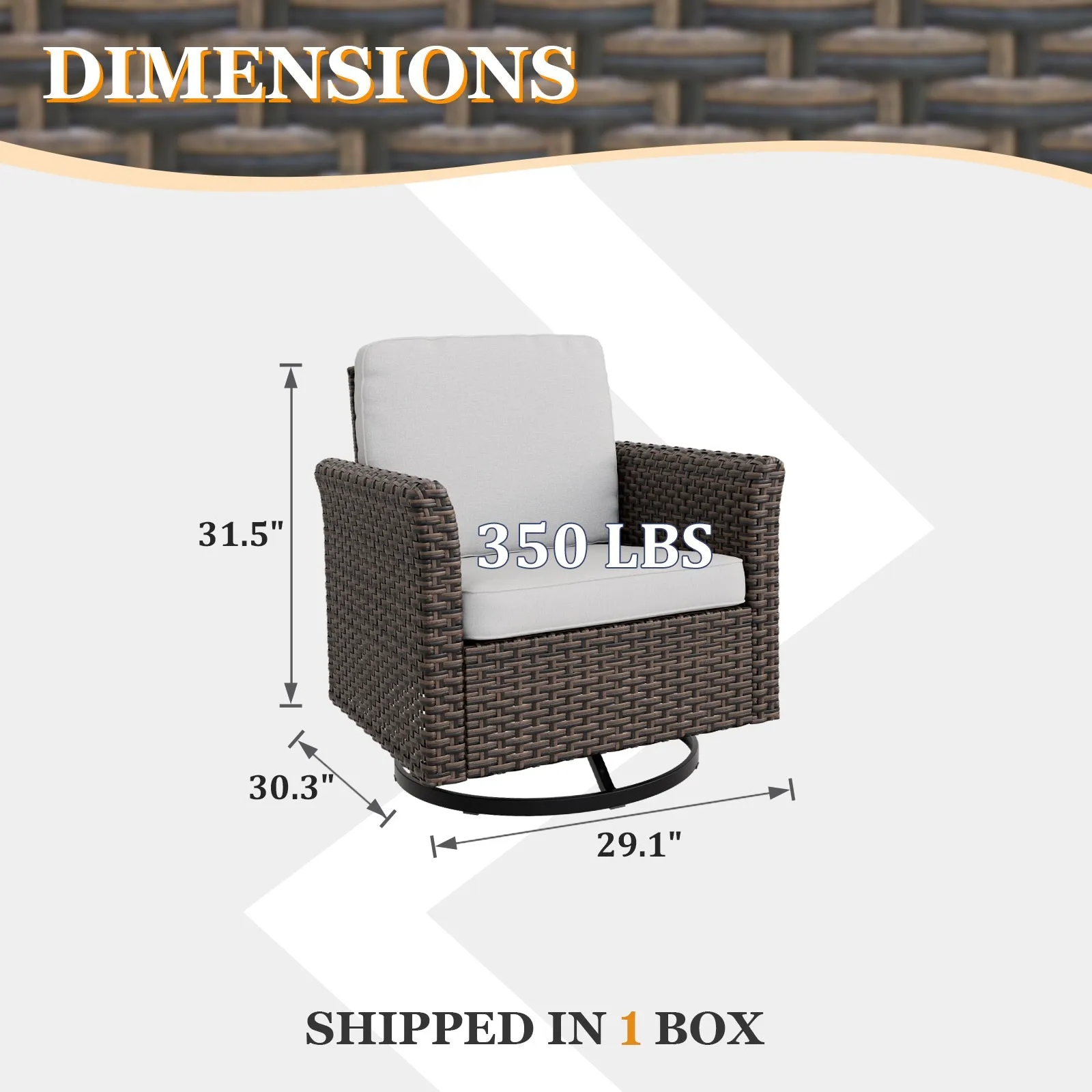 Ocean Vista Outdoor Wicker Patio Rattan Chairs , Set of 2 Swivel Rocking Chairs