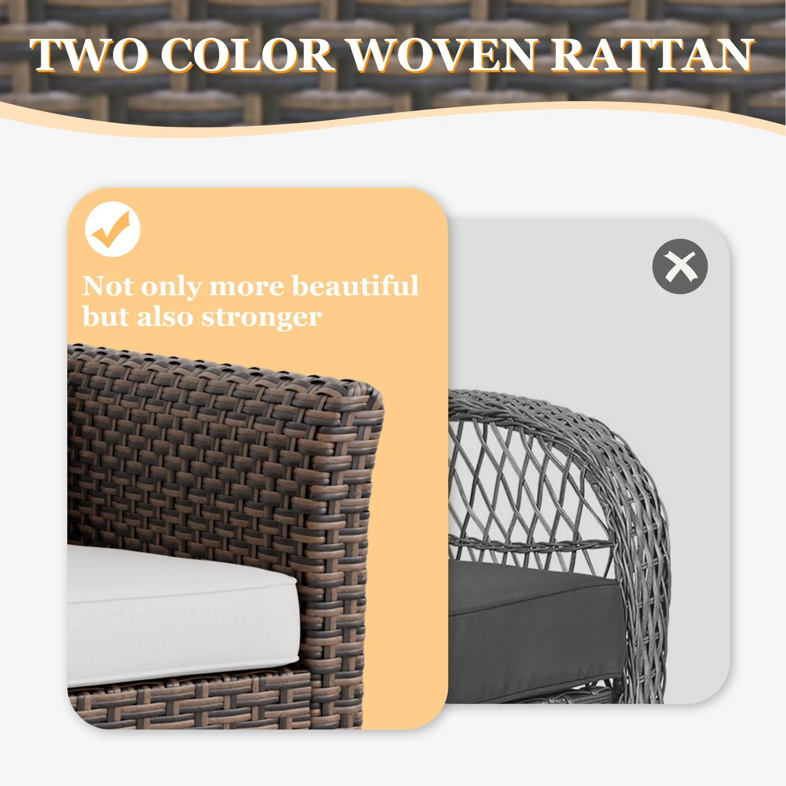 Ocean Vista Outdoor Wicker Patio Rattan Chairs , Set of 2 Swivel Rocking Chairs