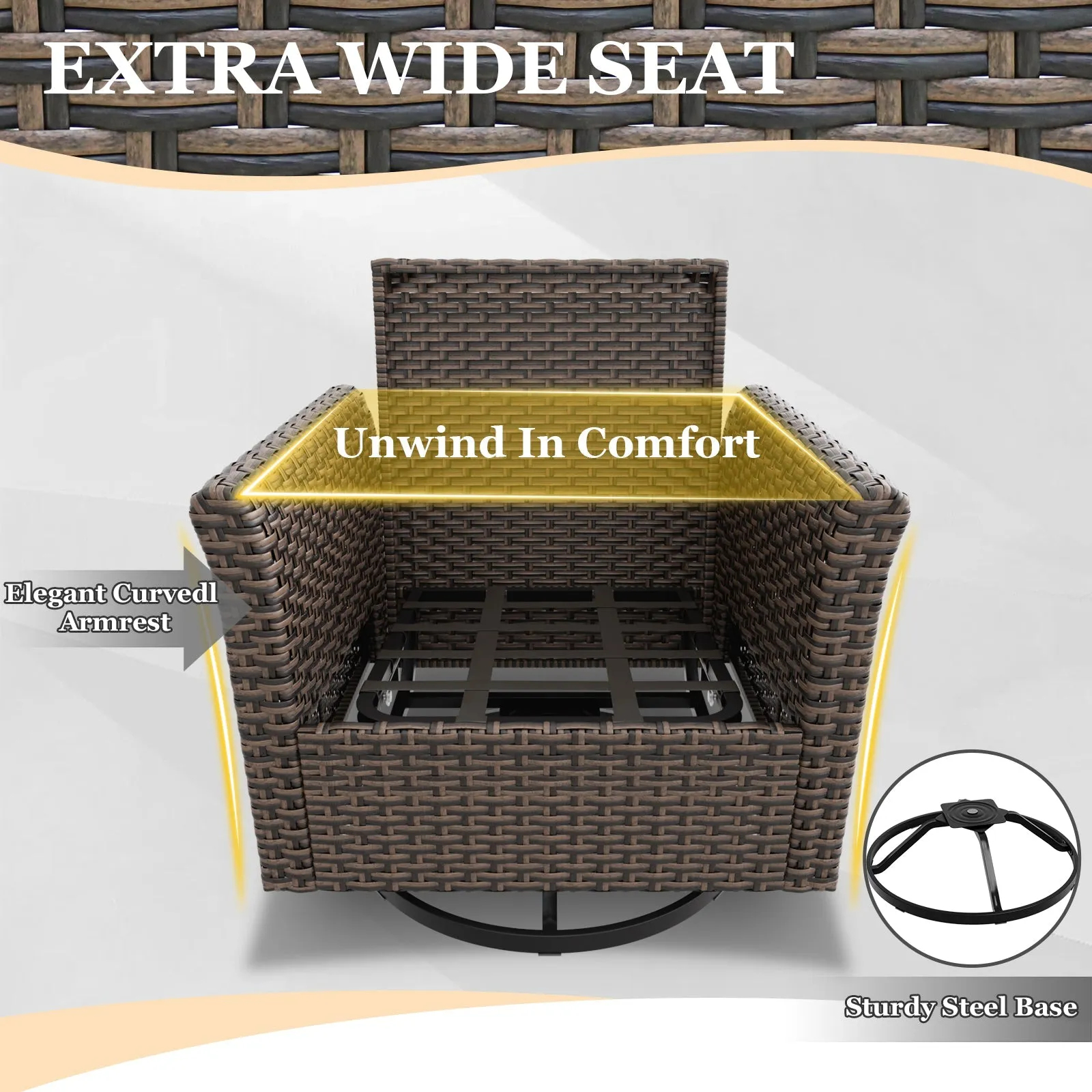 Ocean Vista Wicker Outdoor Patio Seating Set w/ Swivel Rocking Chairs, 4 Pieces