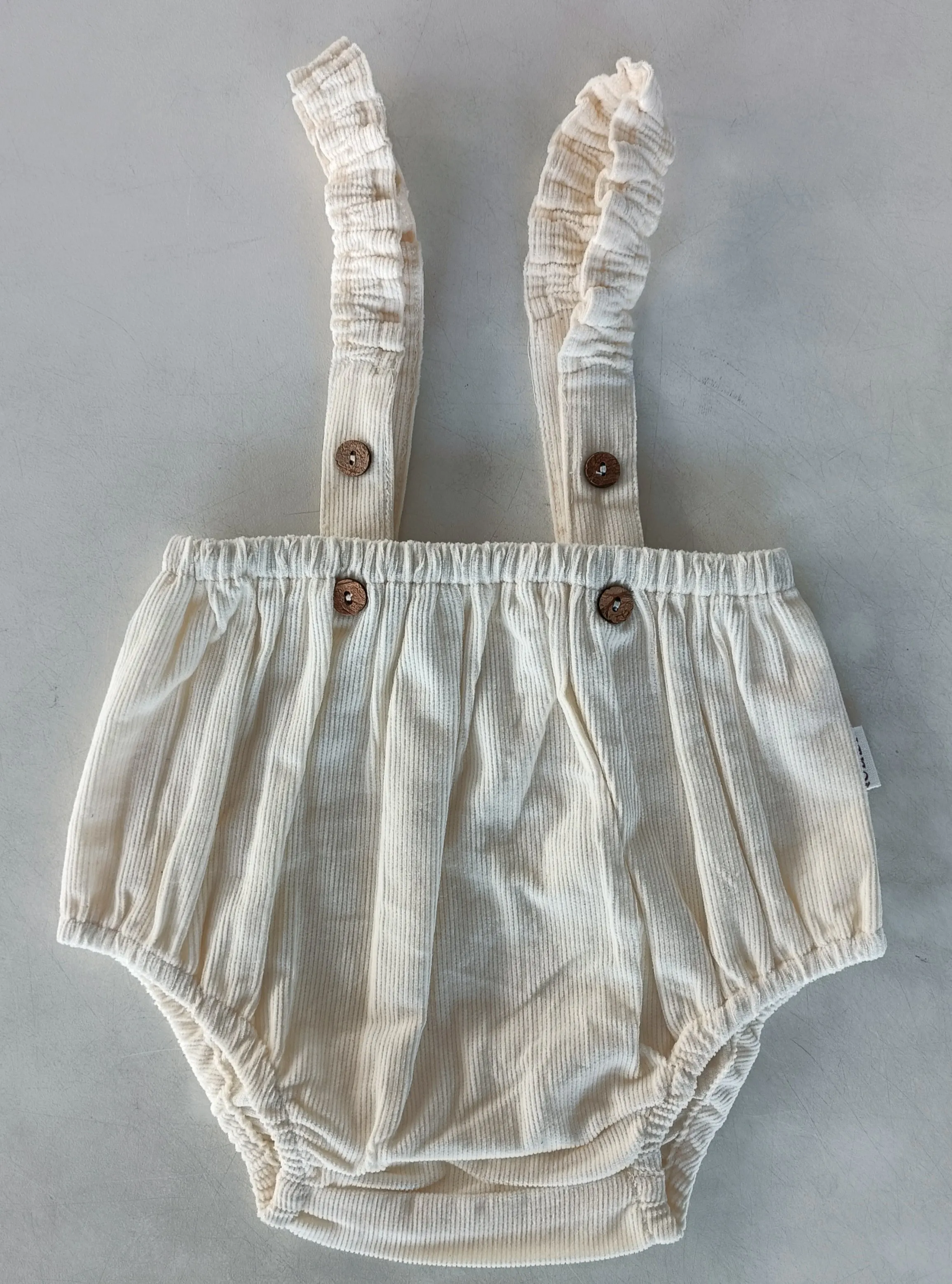 Off-White Color Corduroy Suspenders Diaper Cover