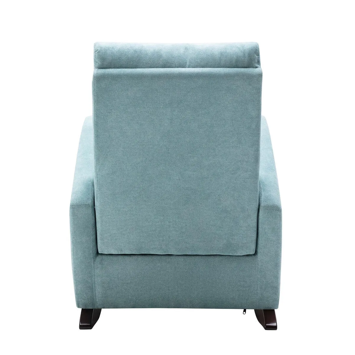 Rocking Chair High Back Mid Century Accent Upholstered Armchair Chair Fabric Padded Seat Indoor Nursery Chair, Light Blue