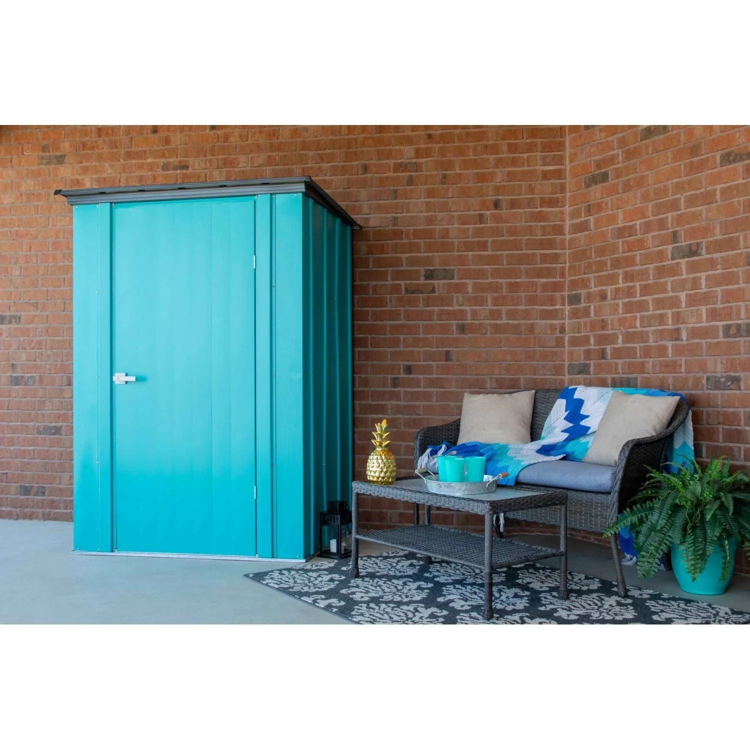 Spacemaker | Patio Shed, 4' x 3' x 6' - Teal and Anthracite