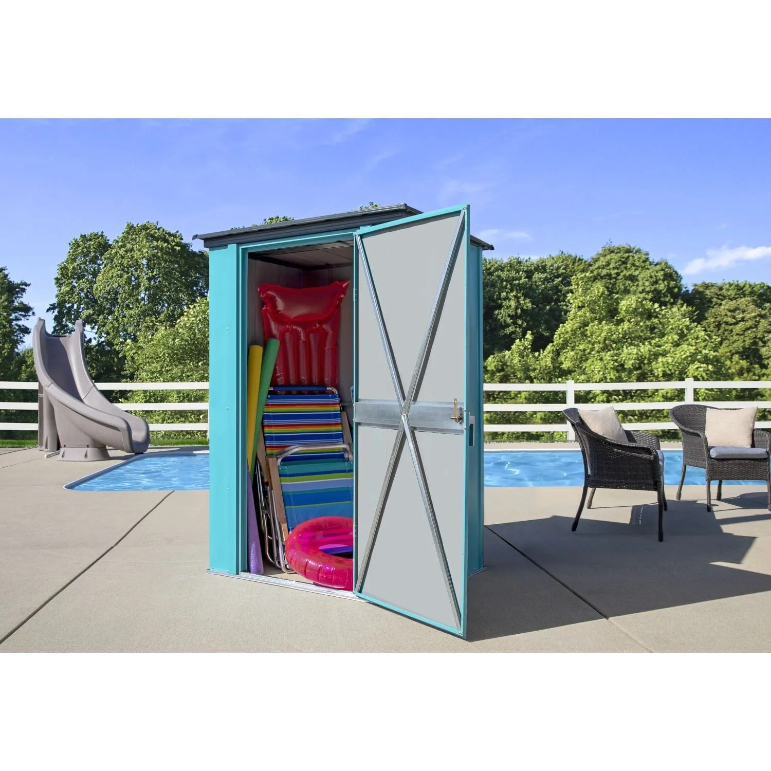 Spacemaker | Patio Shed, 4' x 3' x 6' - Teal and Anthracite