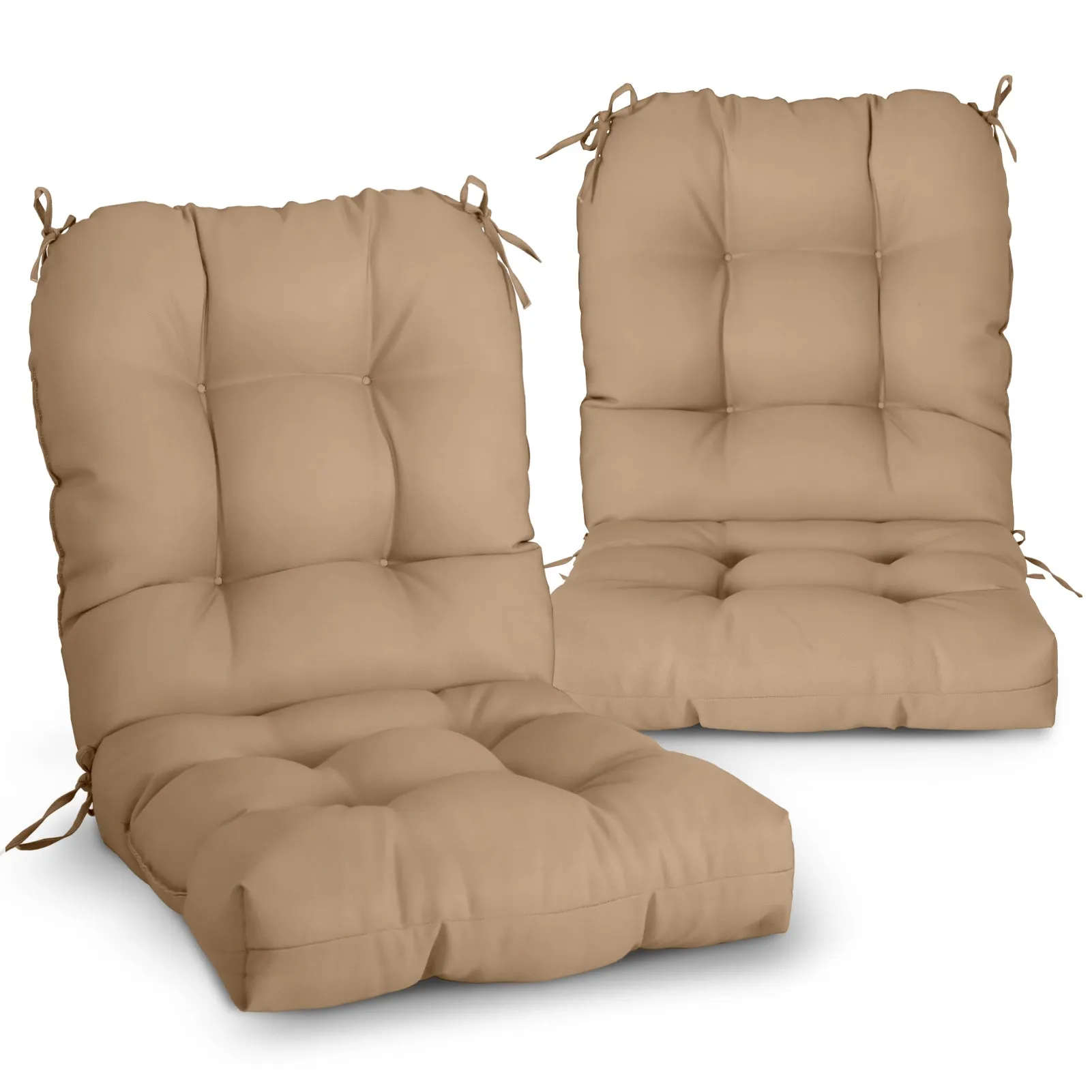 Tufted Outdoor/Indoor Seat/Back Chair Cushion, Set of 2, 42'' x 21''