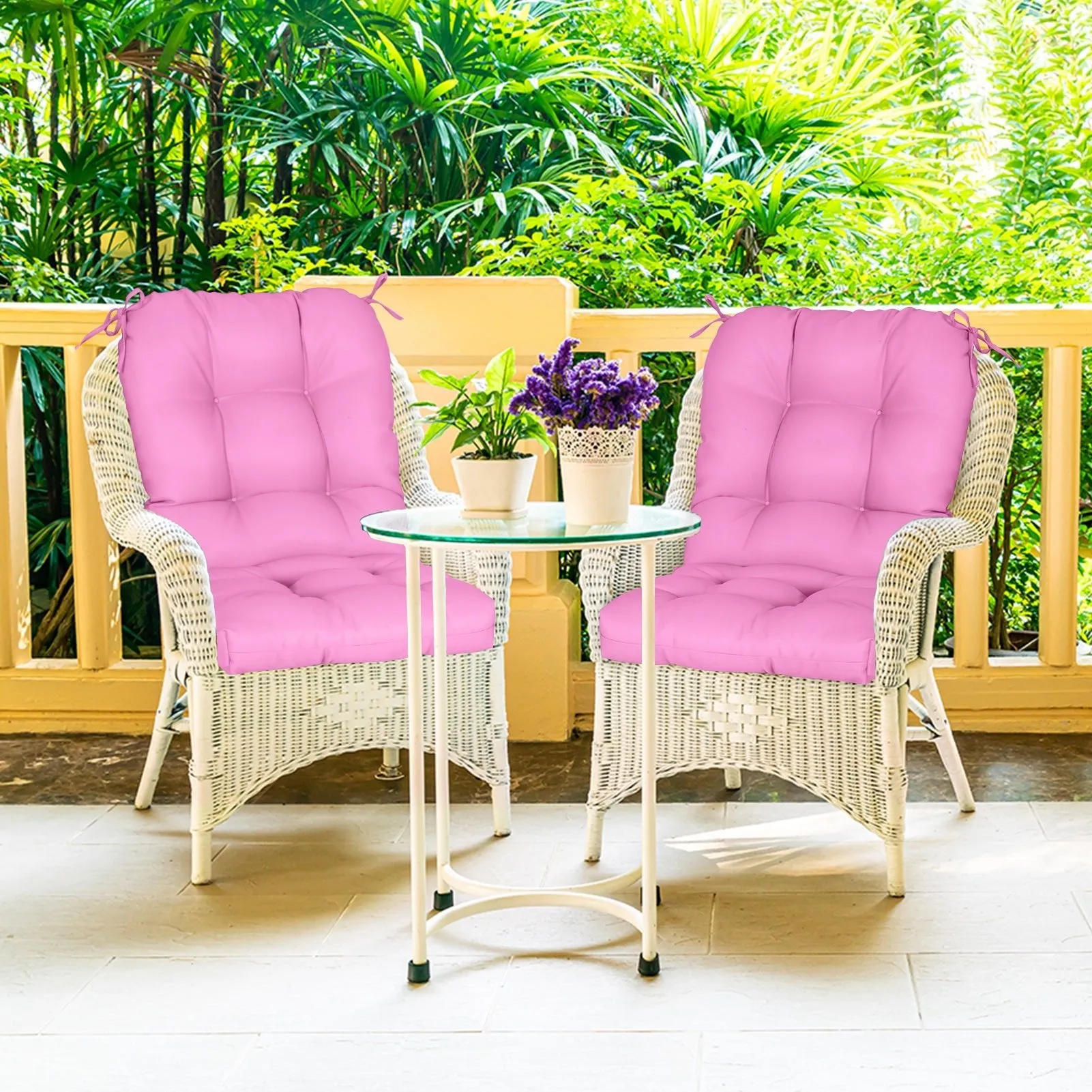 Tufted Outdoor/Indoor Seat/Back Chair Cushion, Set of 2, 42'' x 21''