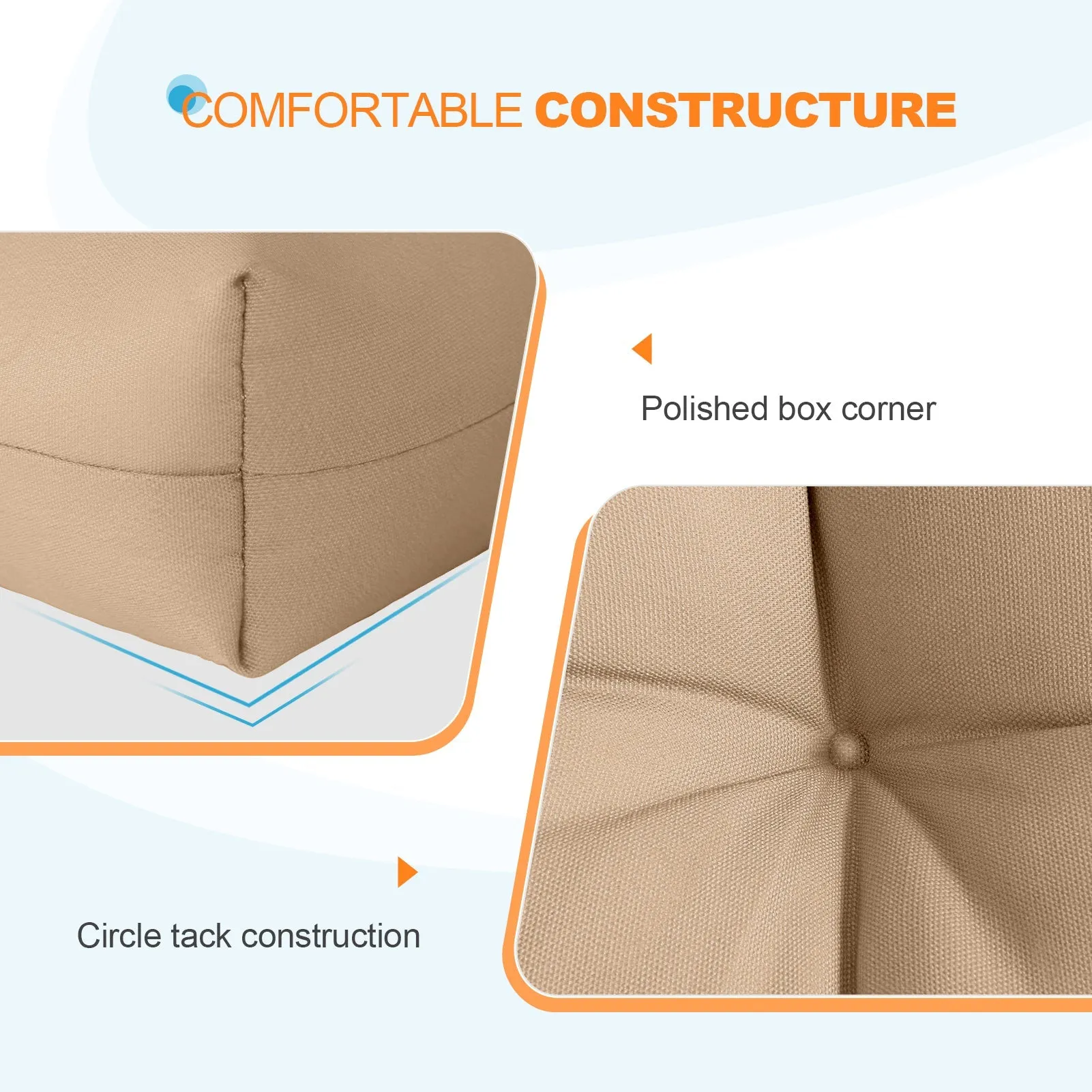 Tufted Outdoor/Indoor Seat/Back Chair Cushion, Set of 2, 42'' x 21''