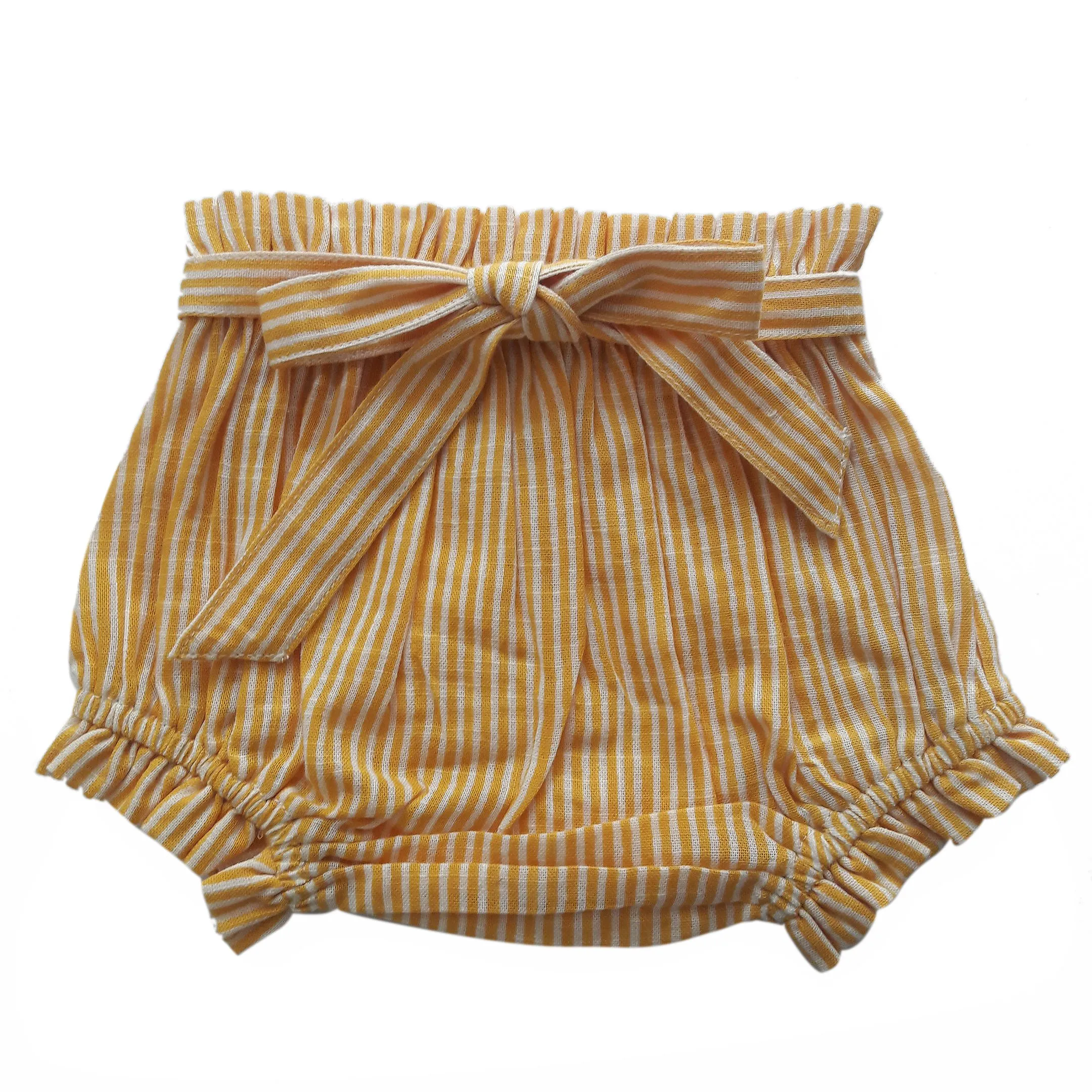 Yellow Striped Shorts-Style Diaper Cover